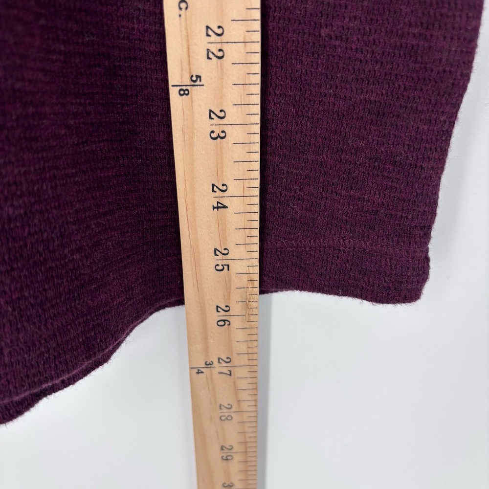LL Bean Womens Waffle Knit Henley Shirt Size S Deep Port Heather Thermal Fall - Picture 7 of 9